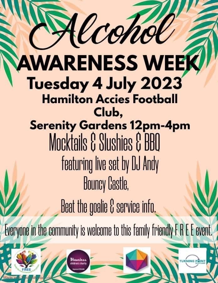 VASLan South Lanarkshire's Third Sector Interface (@va_slan) on Twitter photo 📢❤Our friends <a href="/BlamelessKids/">Blameless Charity</a> are having an event for Alcohol Awareness week there will be a BBQ, mocktails and a DJ set. ❤🙌
📆4th July from
⏰12-4pm
📍Hamilton Academicals Stadium
📢It FREE and is open to everyone in the community, so some along if you can.
👇👇👇 📢❤Our friends <a href="/BlamelessKids/">Blameless Charity</a> are having an event for Alcohol Awareness week there will be a BBQ, mocktails and a DJ set. ❤🙌
📆4th July from
⏰12-4pm
📍Hamilton Academicals Stadium
📢It FREE and is open to everyone in the community, so some along if you can.
👇👇👇