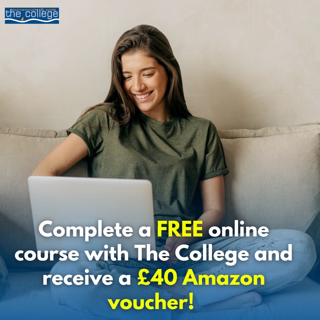 Bournemouth & Poole College has launched an amazing opportunity for learners to study a free online course. Every learner enrolling onto one of the specified level 2 short courses will receive a £40.00 Amazon gift voucher on completion Find out more: thecollege.co.uk/free