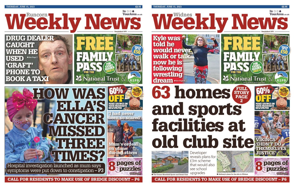 This week's editions of #Runcorn and #Widnes Weekly News are out TODAY! Pick up your copy for stories from your area.