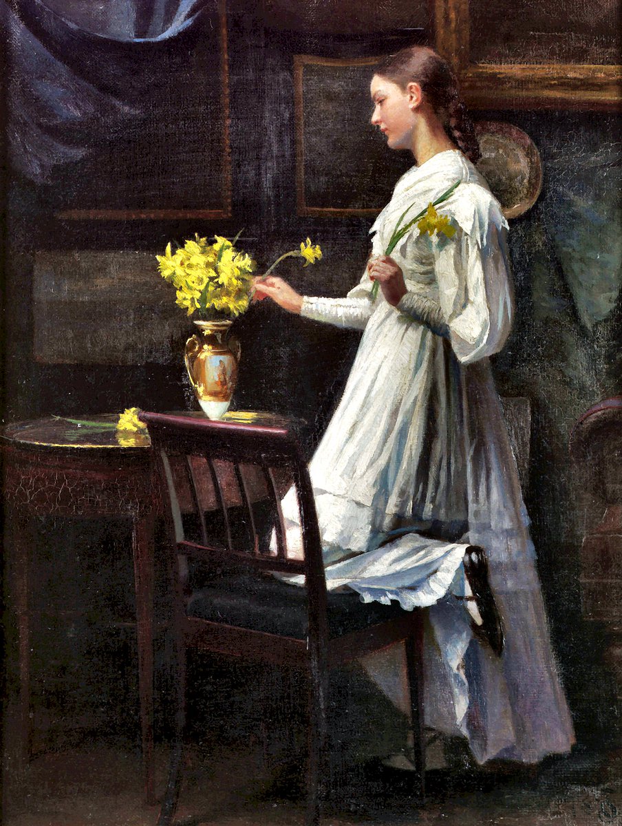 Carl Christian Thomsen 1847-1912 - 'Arranging Daffodils'