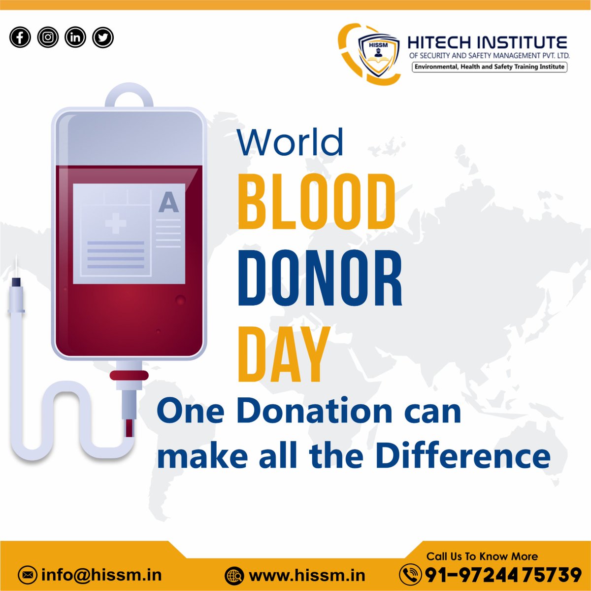 World Blood Donor Day

One Donation can make all the Difference 

𝐇𝐢𝐭𝐞𝐜𝐡 𝐈𝐧𝐬𝐭𝐢𝐭𝐮𝐭𝐞 𝐨𝐟 𝐒𝐞𝐜𝐮𝐫𝐢𝐭𝐲 & 𝐒𝐚𝐟𝐞𝐭𝐲 𝐌𝐚𝐧𝐚𝐠𝐞𝐦𝐞𝐧𝐭 𝐏𝐯𝐭 𝐋𝐭𝐝
for more details contact us :- + 91 9724475739
visit our website:- hissm.in
