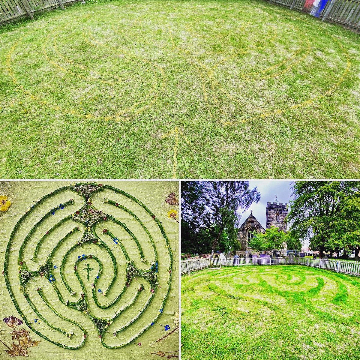revkevlabyrinth's tweet photo. Yesterday was the first anniversary since we marked out the labyrinth design in the grass within the picket fence at St George & St Maryโs Church in Gresley. On Sunday we blessed and dedicated the labyrinth as a place for reflection & prayer. ๐ #labyrinth #labyrinthwalking https://t.co/ifjB8Ie6pq