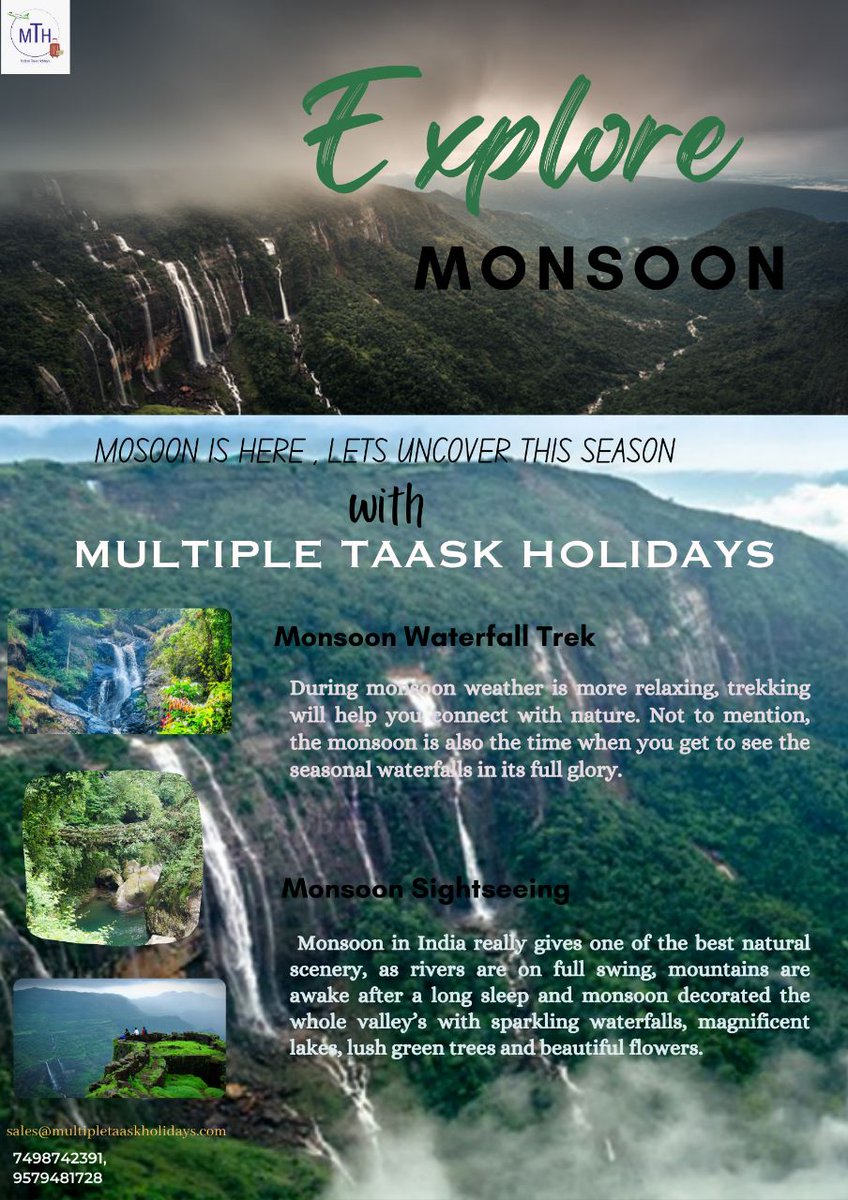 MultipleTaask's tweet image. Travelling in Monsoon is surely a lifetime experience...
Lets have a *Glimpse* of it with 
MULTIPLE TAASK HOLIDAYS ..
….
…..
…….
Let's travel together and get lost in the beautiful monsoon season ✨