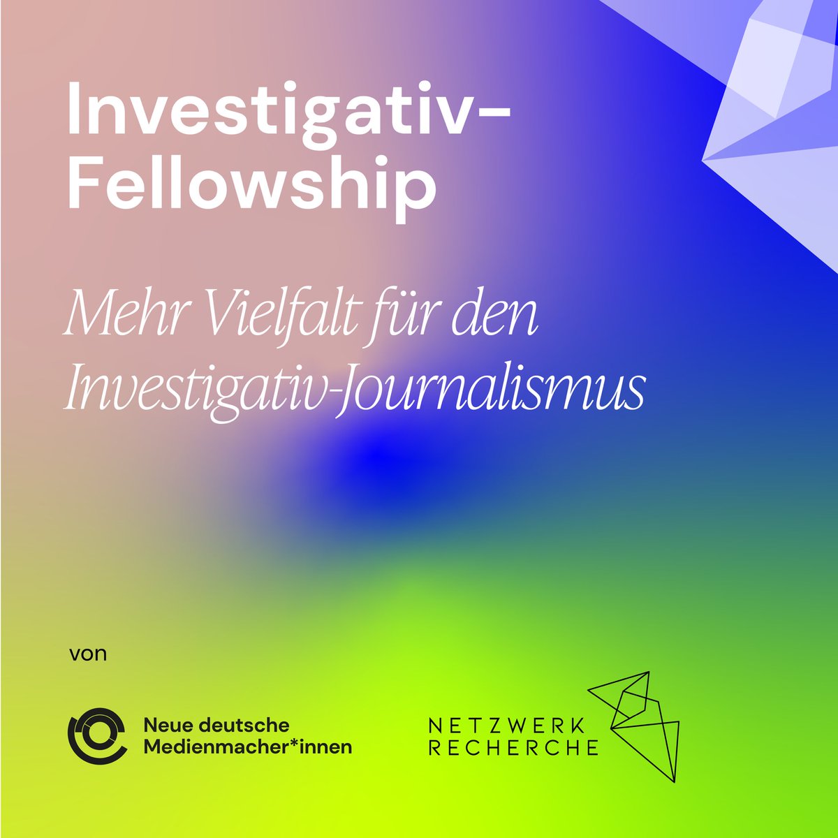 Netzwerk Recherche (@nrecherche) on Twitter photo 🚨Nur noch 5 Tage bis zur Bewerbungsfrist! Bewirb Dich jetzt für das Investigativ-Fellowship 2023 von Netzwerk Recherche & <a href="/NDMedienmacher/">Neue deutsche Medienmacher*innen</a>: nrch.de/vielfalt! 🔍
Teilnehmende Medienhäuser sind <a href="/BR_Presse/">BR - Bayerischer Rundfunk</a>, <a href="/ndr/">NDR.de</a>, <a href="/paper_trail_m/">paper trail media</a>, <a href="/derspiegel/">DER SPIEGEL</a> & <a href="/SWRpresse/">SWR</a>! 🚨Nur noch 5 Tage bis zur Bewerbungsfrist! Bewirb Dich jetzt für das Investigativ-Fellowship 2023 von Netzwerk Recherche & <a href="/NDMedienmacher/">Neue deutsche Medienmacher*innen</a>: nrch.de/vielfalt! 🔍
Teilnehmende Medienhäuser sind <a href="/BR_Presse/">BR - Bayerischer Rundfunk</a>, <a href="/ndr/">NDR.de</a>, <a href="/paper_trail_m/">paper trail media</a>, <a href="/derspiegel/">DER SPIEGEL</a> & <a href="/SWRpresse/">SWR</a>!