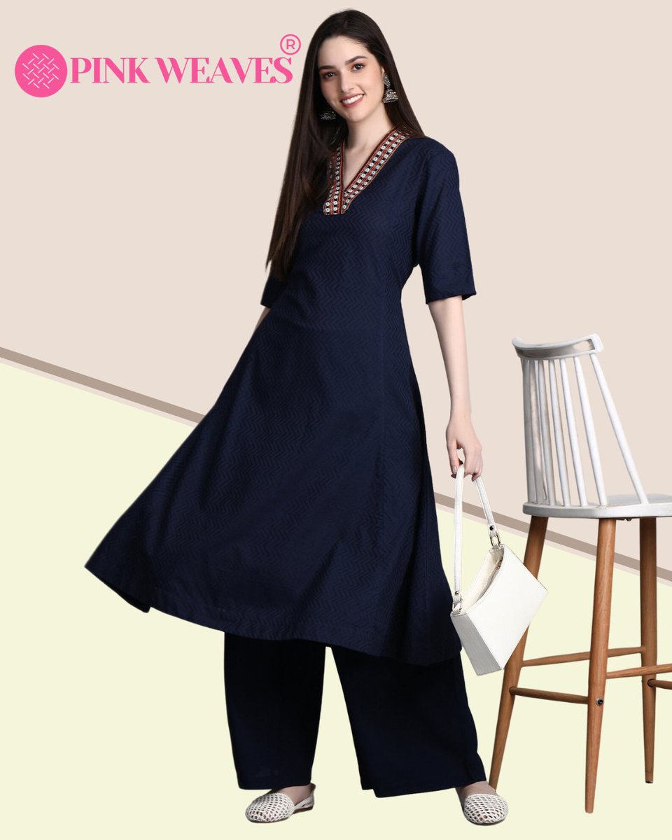 Introducing the stunning Blue Dobby Cotton V Neck A- Line Kurta, a perfect blend of elegance and comfort for your wardrobe! 💙✨

#pinkweaves #pinkweavesapparels #clothingbrand #bigbossott2 #FashionsMostWanted #indianwear #indianfashion #ethnicwear #traditional
