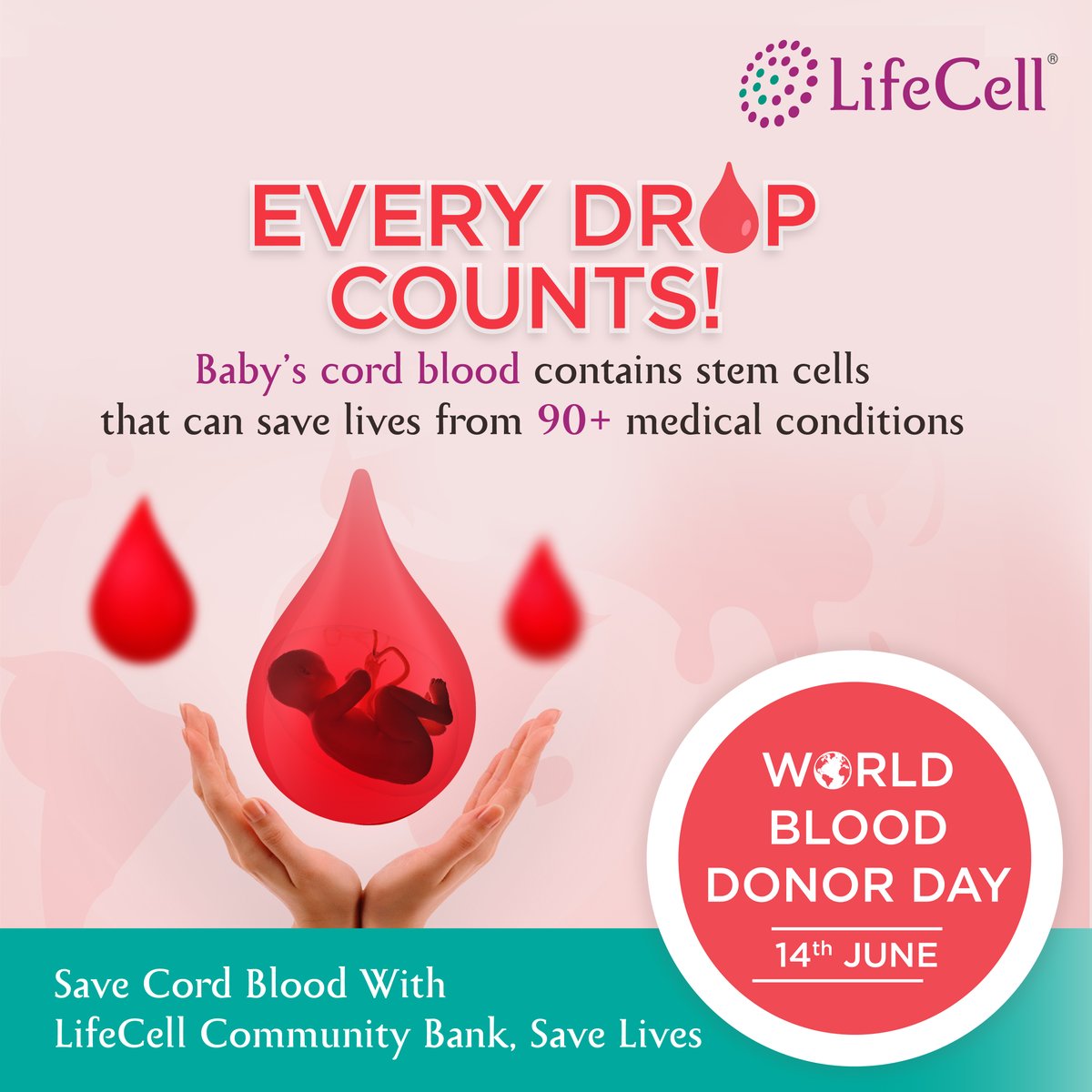 #Blooddonations save millions of lives every year. This #WorldBloodDonor Day, let's not forget another precious source of life-saving cells – cord blood. By preserving your baby's #cordblood, you can secure a potential lifeline for your family and others in need.