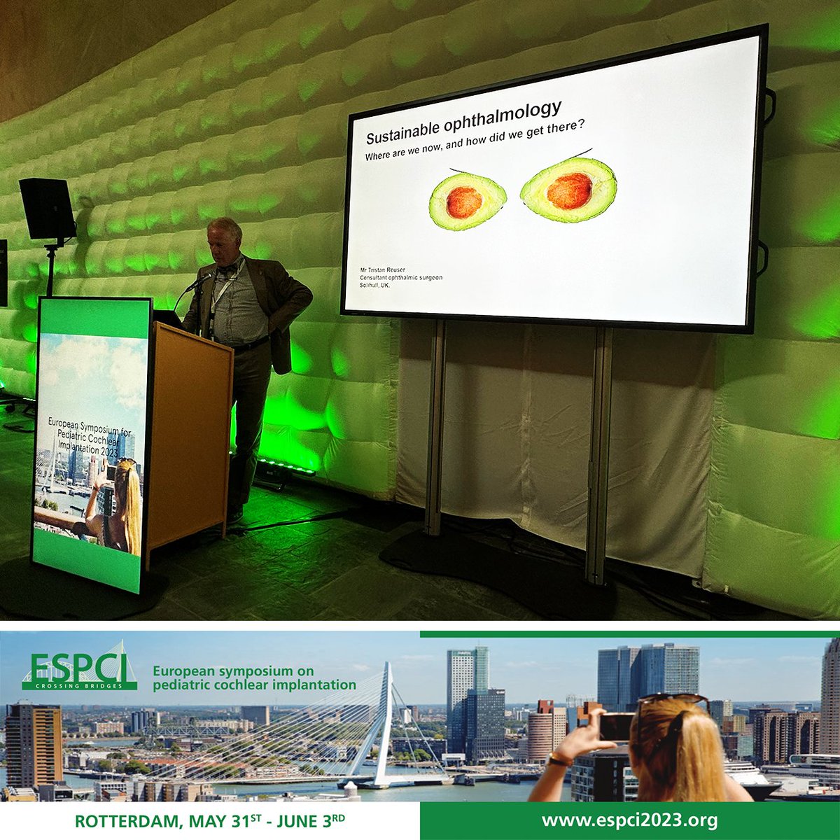 Mr Tristan Reuser was recently invited to Rotterdam to deliver a lecture on ‘Green and Sustainable Ophthalmology’ at the ESPCI. The event served to highlight and explore ways children’s lives can be transformed through the advancement and usage of technology and treatments.