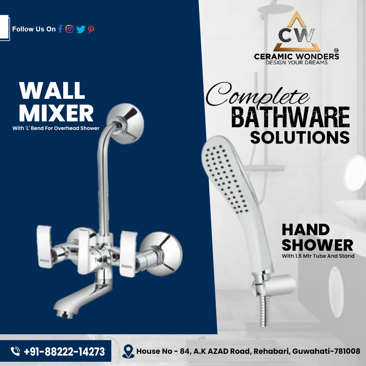 🚿 Transform your bathing experience with Ceramic Wonders' complete bath mixer hand shower! 🛁💦 Enjoy ultimate convenience and luxury in your bathroom.

Contact us now to get yours. 📞088222 14273

#BathroomUpgrade #LuxuryLiving #CeramicWonders #ShowerExperience #HomeDecor