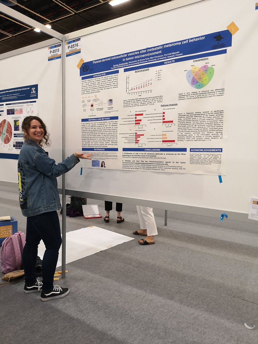 Ready for today's poster session #EACR2023 <a href="/EACRnews/">EACR</a>
I will be in the 'Tumor Biology' session talking about fascinating platelet-derived extracellular vesicles and their potential roles in metastatic melanoma ☺️