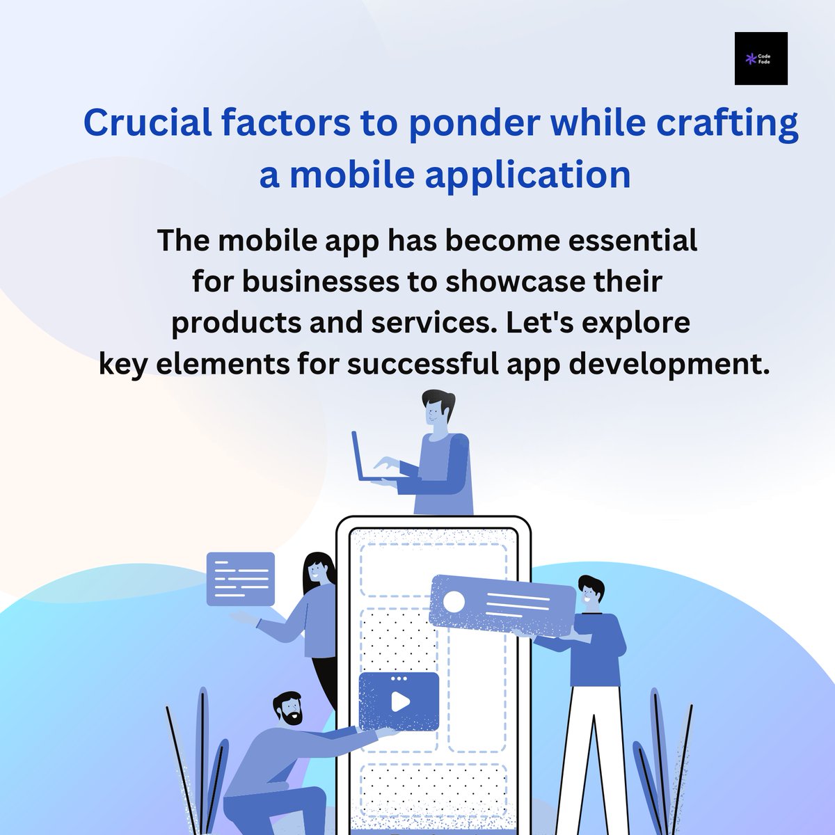 codefodetec's tweet image. Seeking to create a remarkable #mobileapp that sets itself apart? Embrace the opportunity to explore these essential factors capable of propelling your app to extraordinary heights! Unveil the enigmatic ingredients for crafting an unparalleled app.

#codefode #teamcodefode