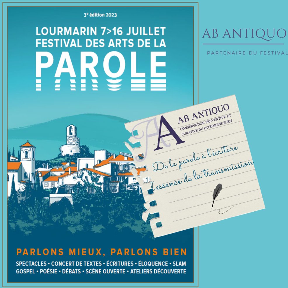 Ab Antiquo devient partenaire du Festival des Arts de la parole  à Lourmarin, du 7 au 16 juillet.

La parole n'est elle pas préservée et transmise par l'écrit ? 

festivalartsdelaparole.com
#lourmarin