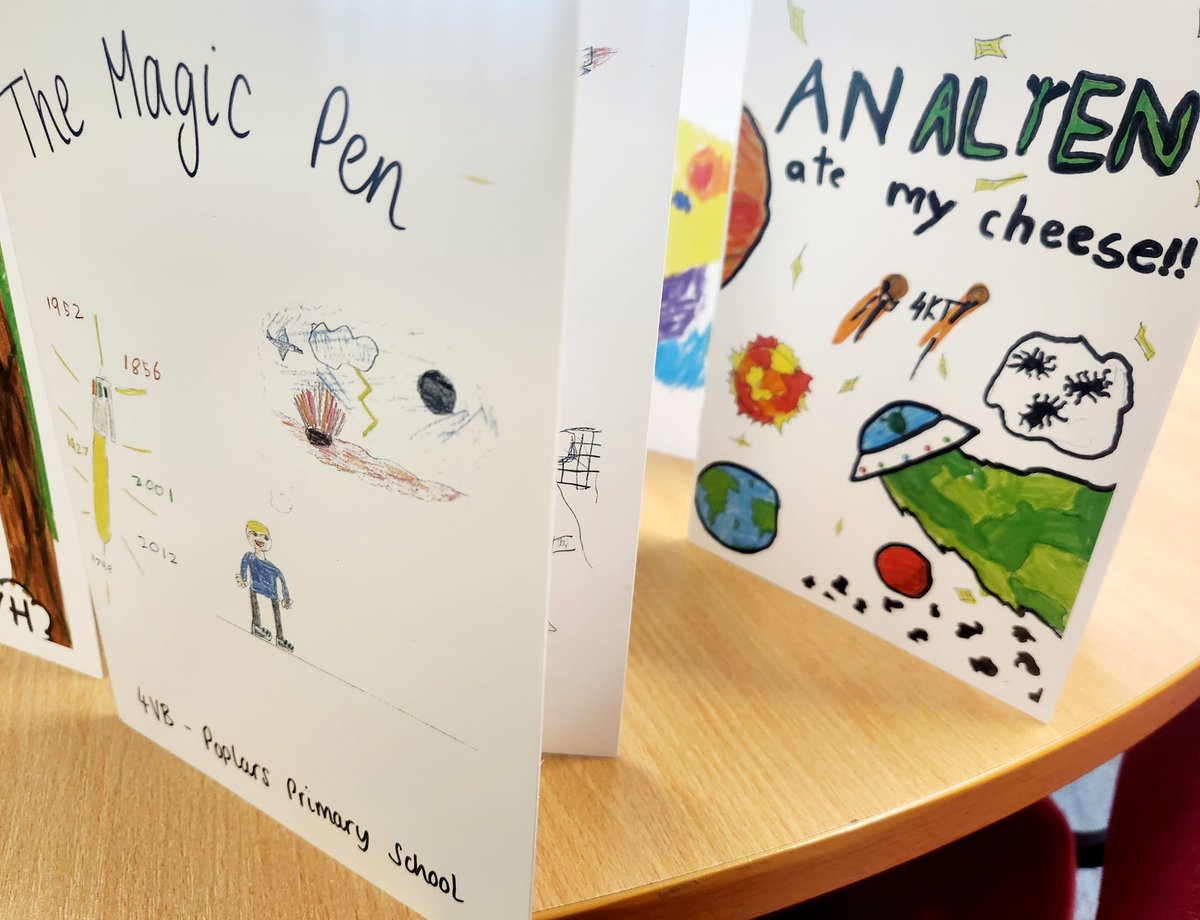 PoplarsSchool's tweet photo. As part of our World Book Day celebrations we wrote class stories inspired by @Nigel_86 an amazing local author, which have now been made into books. Here are a few sneak peeks of some of the front covers.

#EvolutionTrust #GetSuffolkReading #Lowestoft #readingforpleasure https://t.co/v7yVXlN9Fe