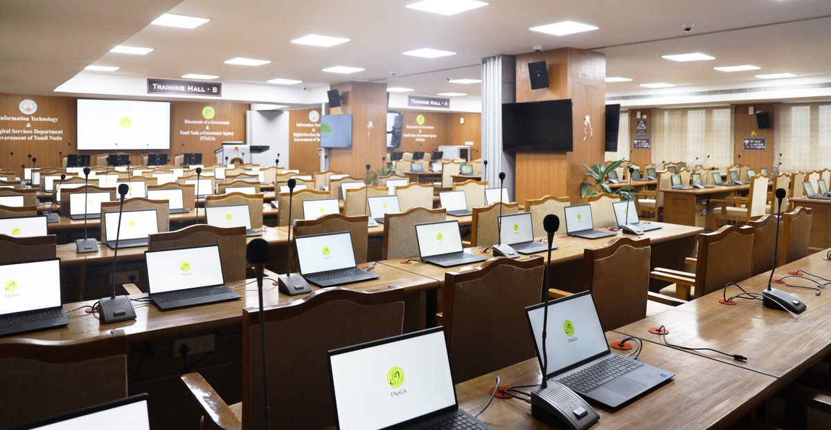The state-of-the-art Training Centre for e-Governance in TNeGA premises that will be used for capacity building by imparting training to IT&amp;DS officials and to other department stakeholders.