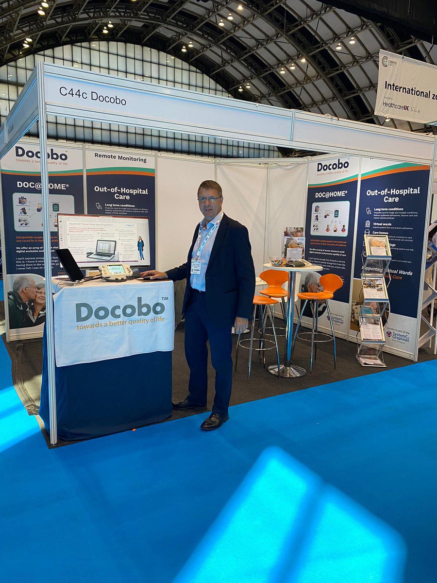 We're at #NHSConfedExpo at Manchester Central today and  tomorrow. 

Here's our MD Adrian ready to meet you on stand C44c! 

Meet the team and find out more about how our #virtualwards & #remotemonitoring is helping our clients transform out of #hospital care  

#virtualcare #NHS