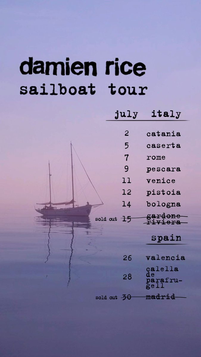 Sailboat tour starting soon..

tickets damienrice.com/tour-2/