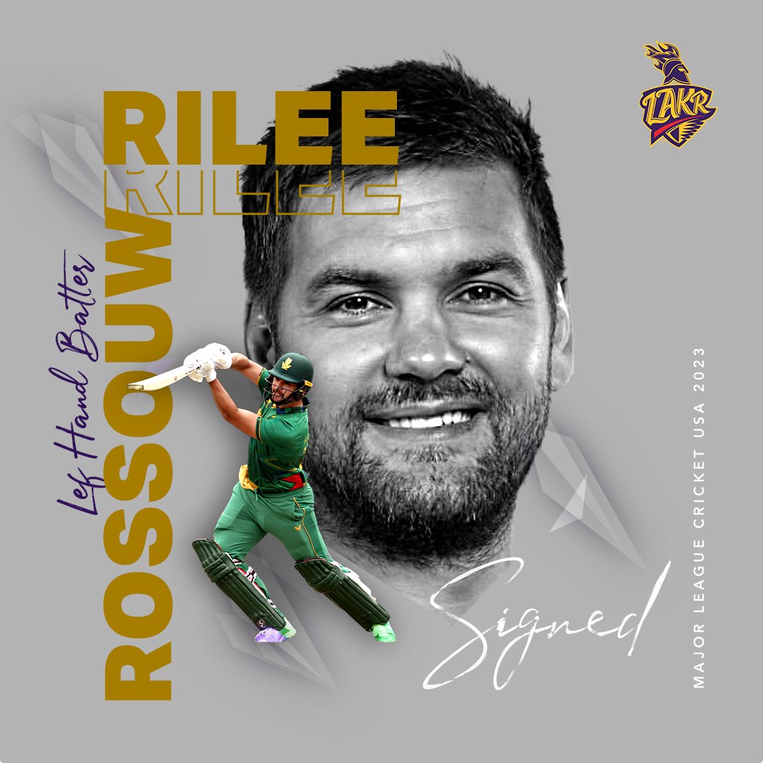 Yes it's real! Rilee Rossouw is here to rile up the fans!!! @Rileerr #WeAreLAKR #KnightRiders #GalaxyOfKnights @MLCricket #MLC23