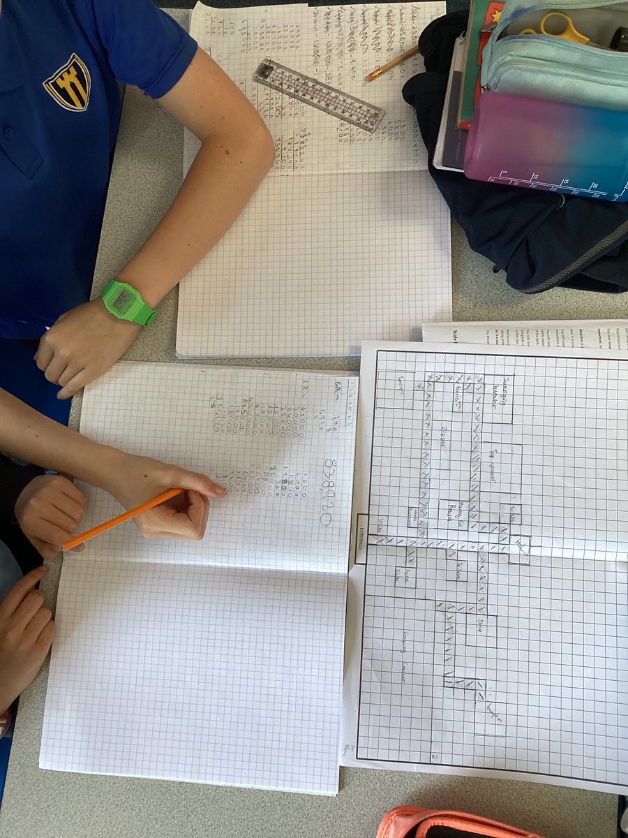 Year 6 using their Maths skills to design a theme park incorporating staff costs, tickets sales, scaled drawings, and profit.
