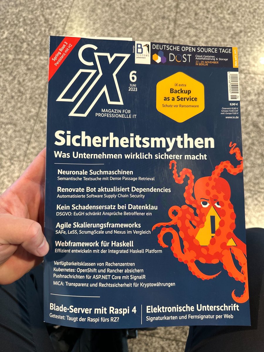 _marcscholten's tweet photo. Haskell and IHP on a physical magazine cover 👀

(Seems to be available to purchase everywhere, found my copy at a random kiosk at airport düsseldorf) https://t.co/G6FYwYIeWn