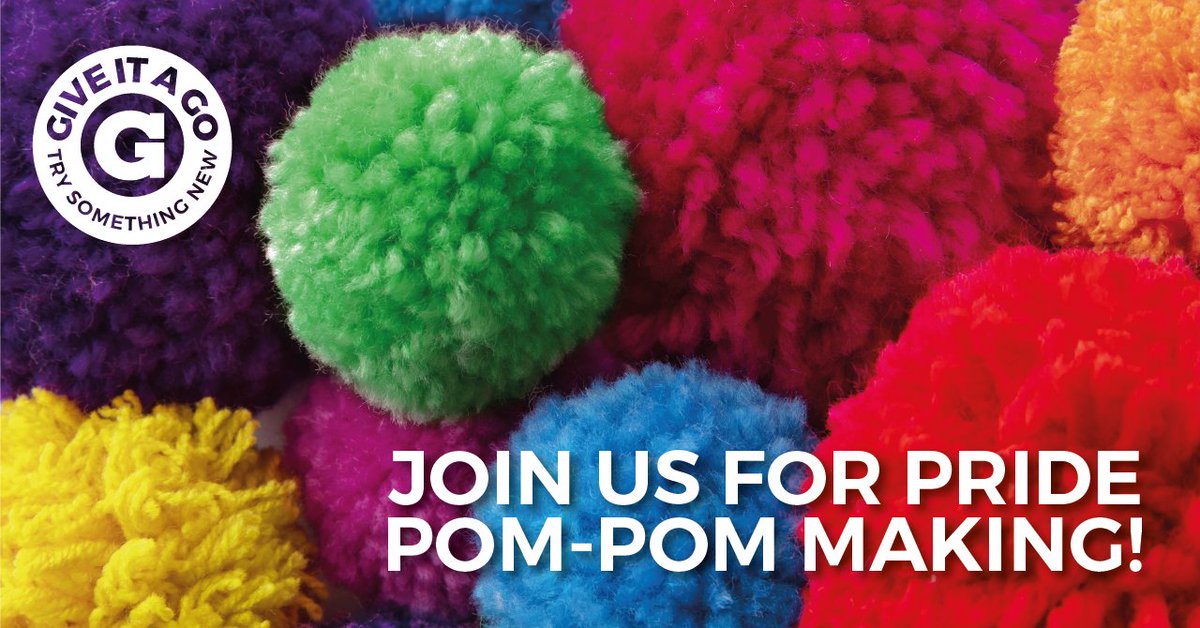 Get crafty tomorrow with #Pride Pom-Pom Making! Come and join us Thursday 15th June at 3pm and get ready to yarn bomb the area! We will be meeting at the info desk in Student Central for this fun FREE crafting session 🌈 #GIAG #PrideMonth Book now: bit.ly/43Fgemy