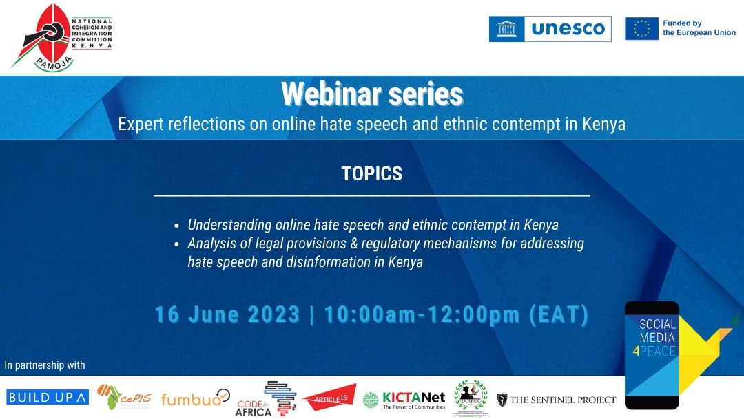 @NCIC_Kenya and @UnescoEast will be having a web-seminar on June 16,2023. The seminar will be on how we can use social media to promote peace.
#socialmedia4peace