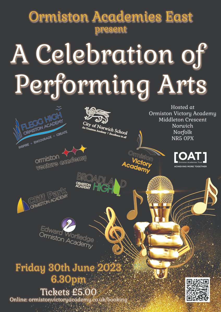 Really excited to take our group of Drama, Music and Dance students to <a href="/VictoryAcad/">Victory Academy</a> on 30th June for our annual OAT East Performing Arts showcase! Tickets are on sale via ova.sellseats.co.uk - huge thanks to Victory to hosting and organising! #Drama #Music #Dance