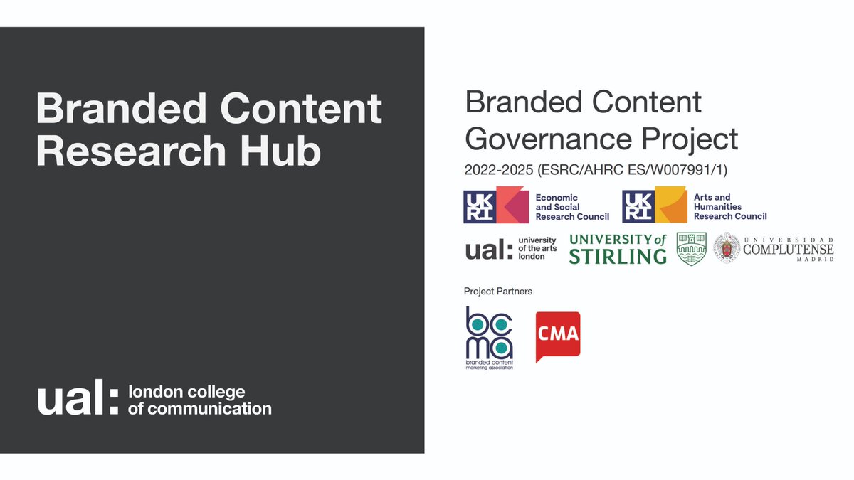 Join the events at <a href="/LCCLondon/">London College of Communication</a> on 28 June to mark the first year of the Branded Content Governance Project! Including discussions on Amplifying Black Voices in Creative Media and Marketing, online advertising regulation, and the UK Branded Content Industry: tinyurl.com/yc4yubzw