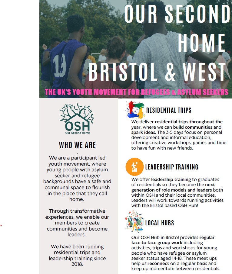 Introducing @OSHyouth - a movement who empowers refugees and migrants to flourish in the place they call home. Visit oursecondhome.org.uk to see all the amazing things this charity does. @Miss_CCampbell @BristolRefugeeR @refugeecouncil @BristolEdu