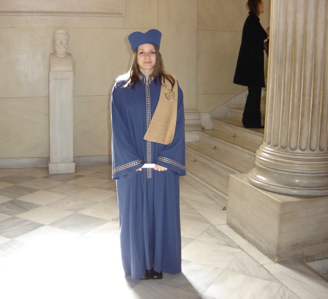 Getting an undergraduate degree from the University of Athens, high 2.1 with no extensions, having not previously studied the Greek language and learning it along doing my degree! I still cannot believe I did that and even passed my Ancient Greek language exam with a first!