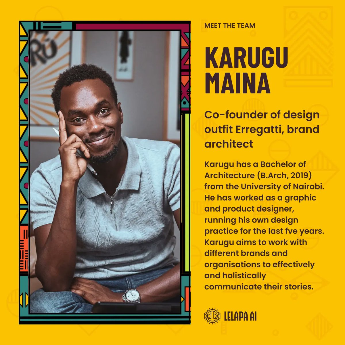 LelapaAI's tweet photo. The talented @mgkarugu the designer &amp; product designer who captured the visual imagination of  @LelapaAI https://t.co/ntHQUoaO3B