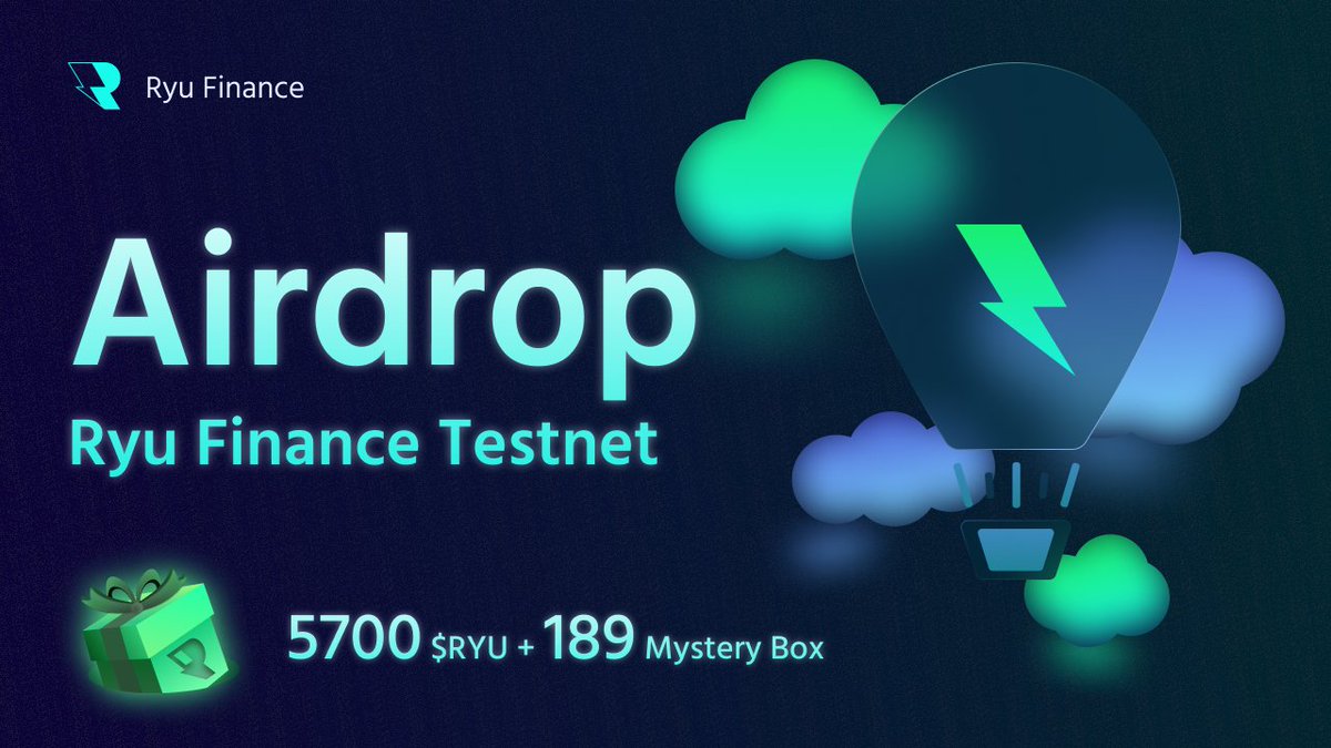 🎁 Airdrop for the Ryu Finance Testnet is here!

⏰ Snapshot period:
From May 12th to June 12th.

✅ Who is eligible:
Participants who have engaged with MysteriousMiner and obtained Lucky Miner's address.

⛽ Allocation rules:
The top ten addresses that obtained Lucky Miner will