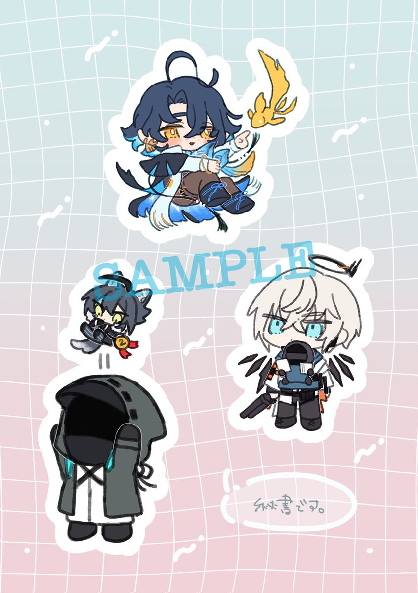 chibi multiple boys wings halo black hair black jacket blue hair  illustration images