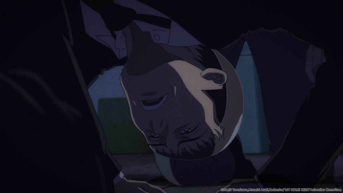 [애니플러스 6/15 02:00 방송 『마이 홈 히어로 』 제11화 "아버지"] -조직에서 해방되어 레이카의 자취방에 간 테츠오. 그곳에 갑자기 쿄이치로부터...