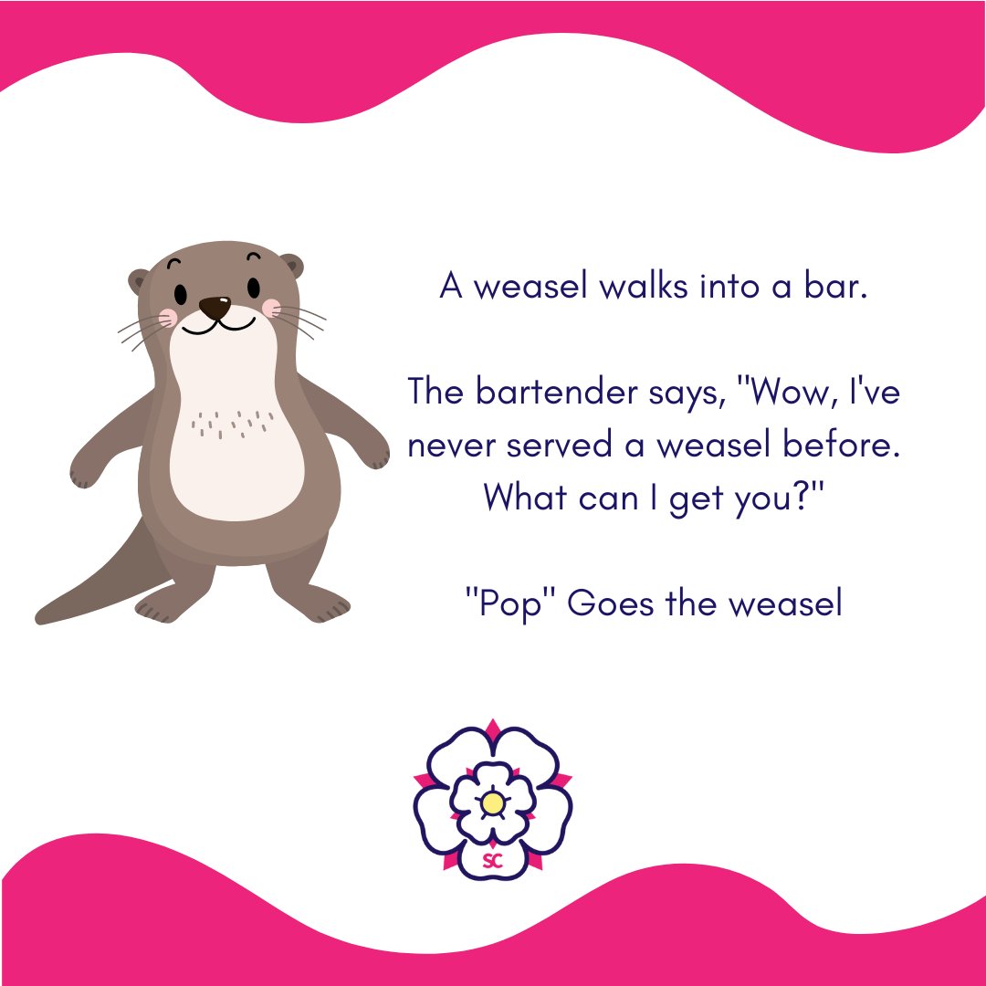 Today is National Pop Goes the Weasel Day!

#nationalpopgoestheweaselday #popgoestheweasel #joke #jokeoftheday #sceducationrecruitment #educationrecruitment #schooljobs