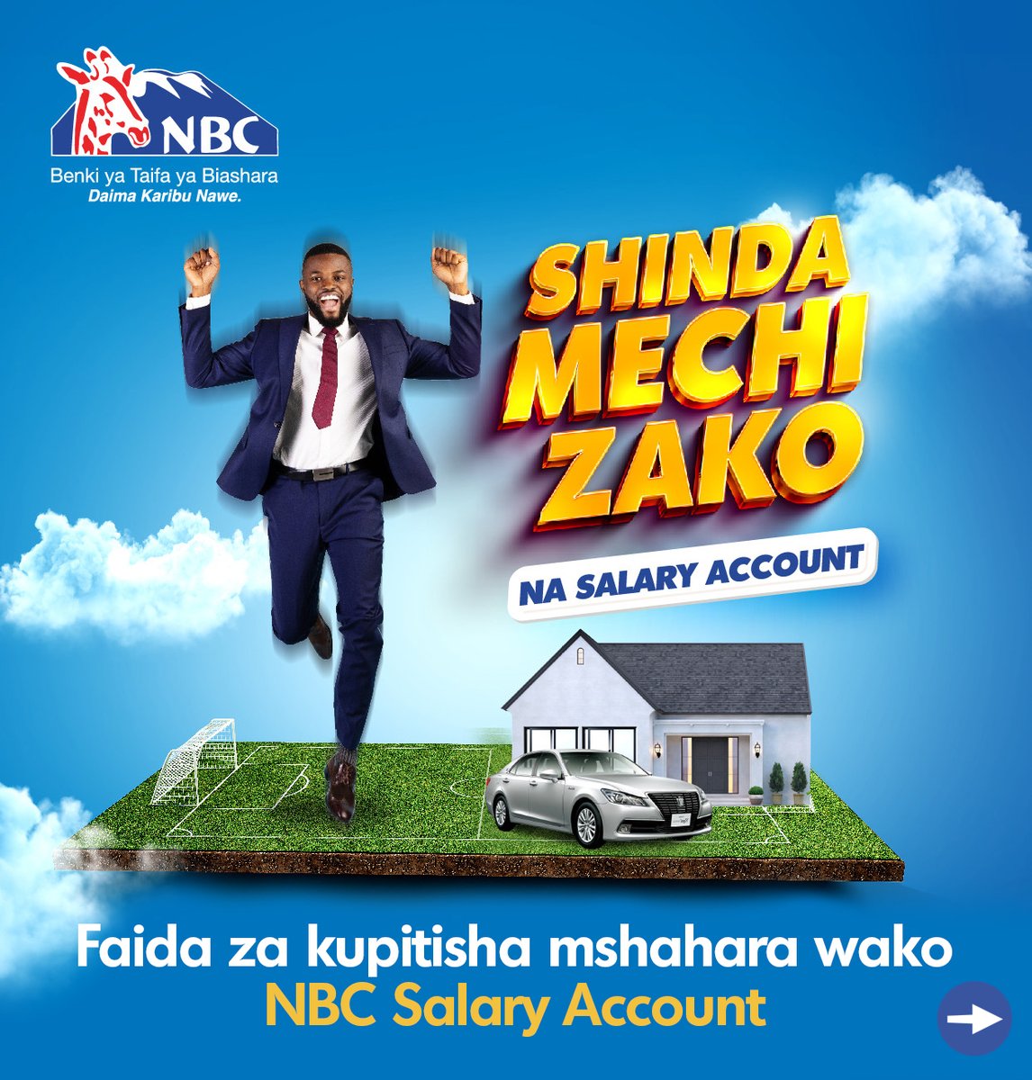 NBCTanzania's tweet photo. Hebu fikiria unafanya kazi ofisi fulani kwa bidii sana, mhasibu anaweka mshahara wako kwa wakati lakini ukienda Benki kutoa unakuta mambo sio mambo.

Fungua akaunti ya Mshahara NBC sasa kwenye letu lolote chap na upate Mshahara wako kabla jasho halijakauka.

#ShindaMechiZakoNaNBC