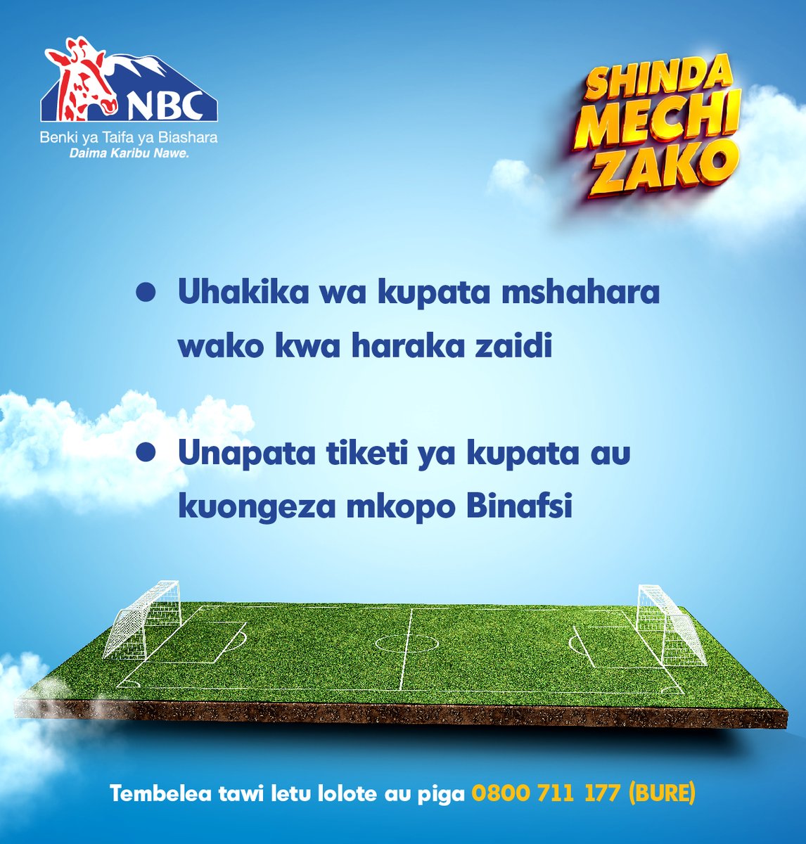 NBCTanzania's tweet photo. Hebu fikiria unafanya kazi ofisi fulani kwa bidii sana, mhasibu anaweka mshahara wako kwa wakati lakini ukienda Benki kutoa unakuta mambo sio mambo.

Fungua akaunti ya Mshahara NBC sasa kwenye letu lolote chap na upate Mshahara wako kabla jasho halijakauka.

#ShindaMechiZakoNaNBC
