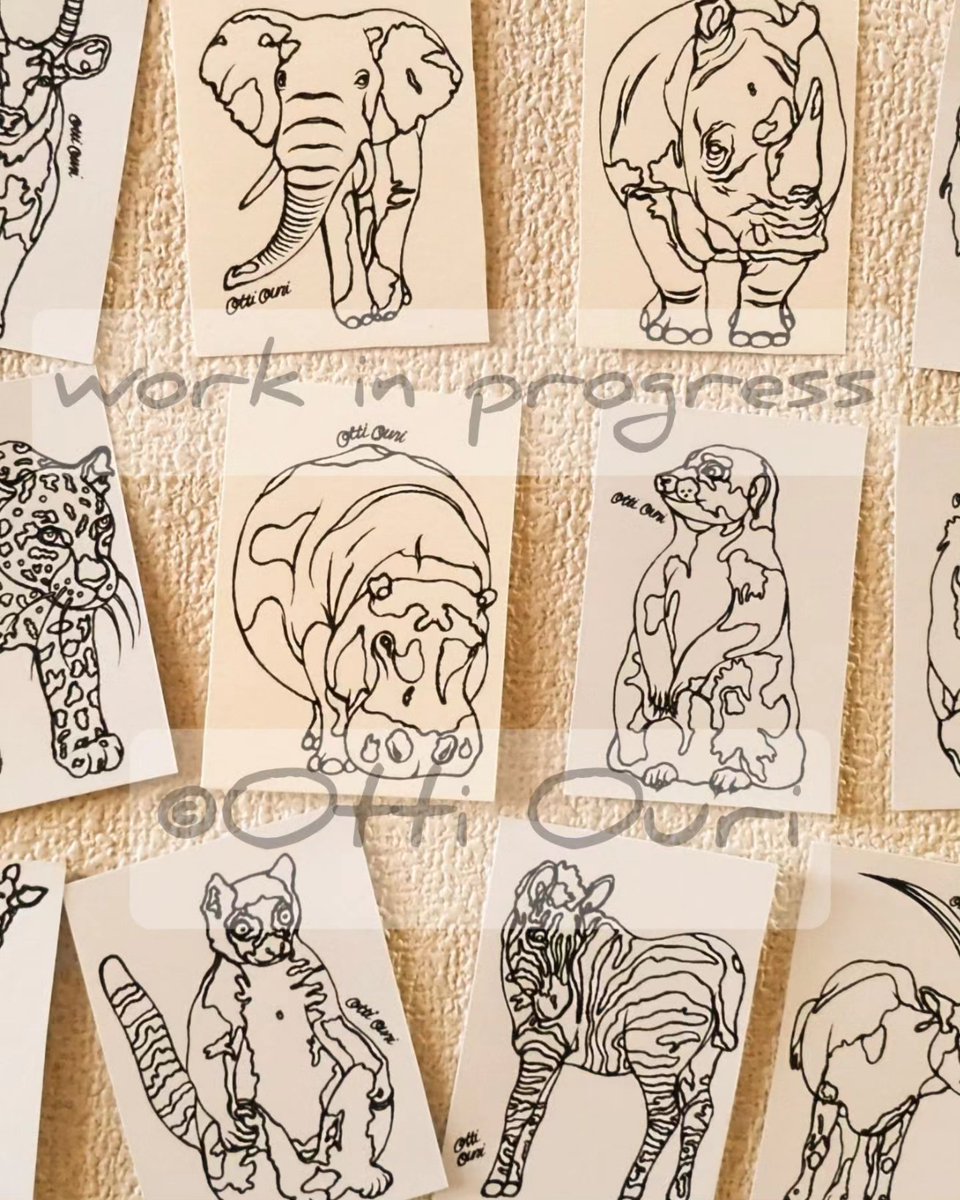 最近のOtti。小作品がいくつか出来上がり、さらに極小の作品を準備し始めたり。現在は中サイズの作品にも取りかかっています🖍️  7月初旬には新たに大作をスタートさせたいとのこと、また進捗状況や展示会情報等ご報告いたします。これからもどうぞよろしくお願いいたします✨  #ottiouri #art