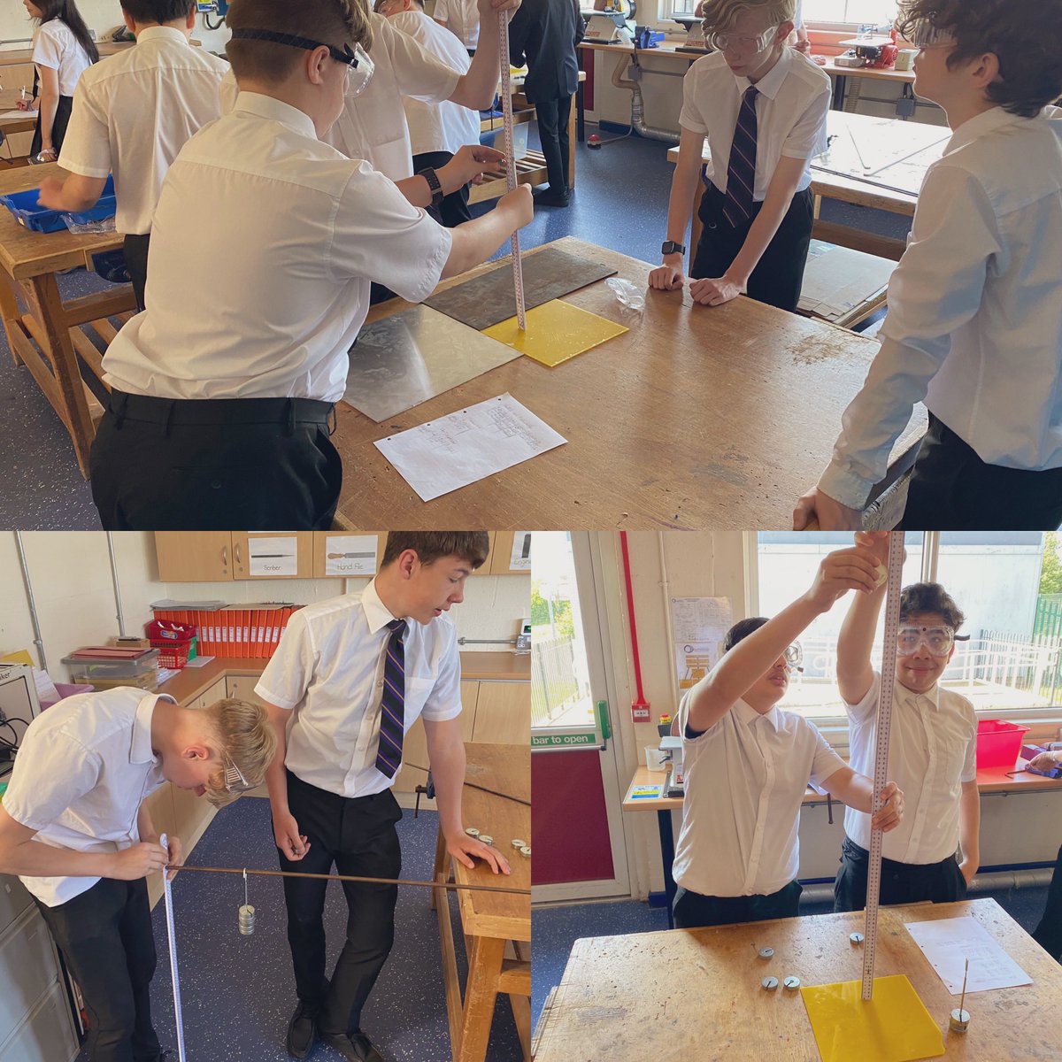 Putting our 🟡 theory into 🟢 practice this morning with @OAHa_Year10 Engineers who are testing for material properties. #TeamHaydock #itswhoiam #OutwoodFamily