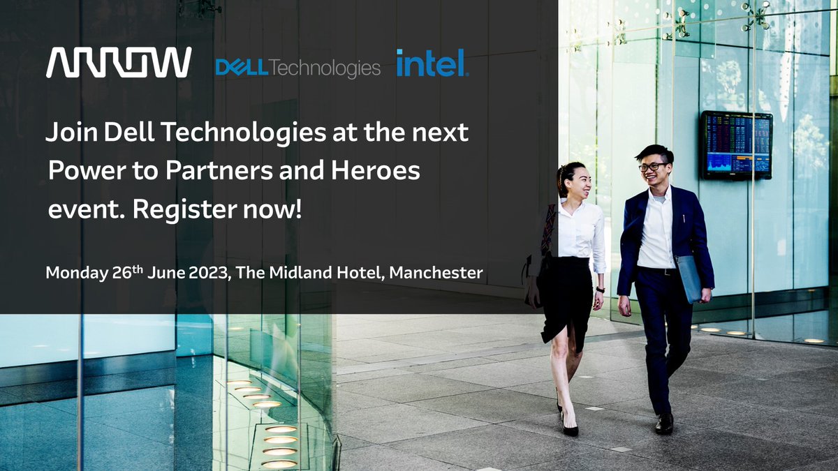 Arrow_DellEMC's tweet photo. Elevate your business at the @DellTech event in Manchester this June. Engage with the Dell UK leadership and Arrow teams, unlock industry insights, and forge powerful partnerships. Register today: https://t.co/K470pPuT9D #PowerToPartners #Heroes #Dell #Innovation #FiveYearsOut https://t.co/ZnHiuaesyW