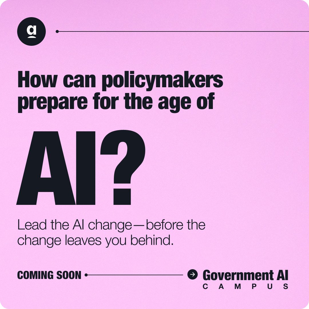 Apolitical (@apoliticalco) on Twitter photo We're launching the Government AI Campus to prepare 10,000 global policymakers to lead in the age of AI. 🚀
Join our inaugural free online workshop, ‘How public servants and policymakers should prepare for the age of AI’ on Thursday 6 July.
Register now: apolitical.co/events/how-pub… We're launching the Government AI Campus to prepare 10,000 global policymakers to lead in the age of AI. 🚀
Join our inaugural free online workshop, ‘How public servants and policymakers should prepare for the age of AI’ on Thursday 6 July.
Register now: apolitical.co/events/how-pub…