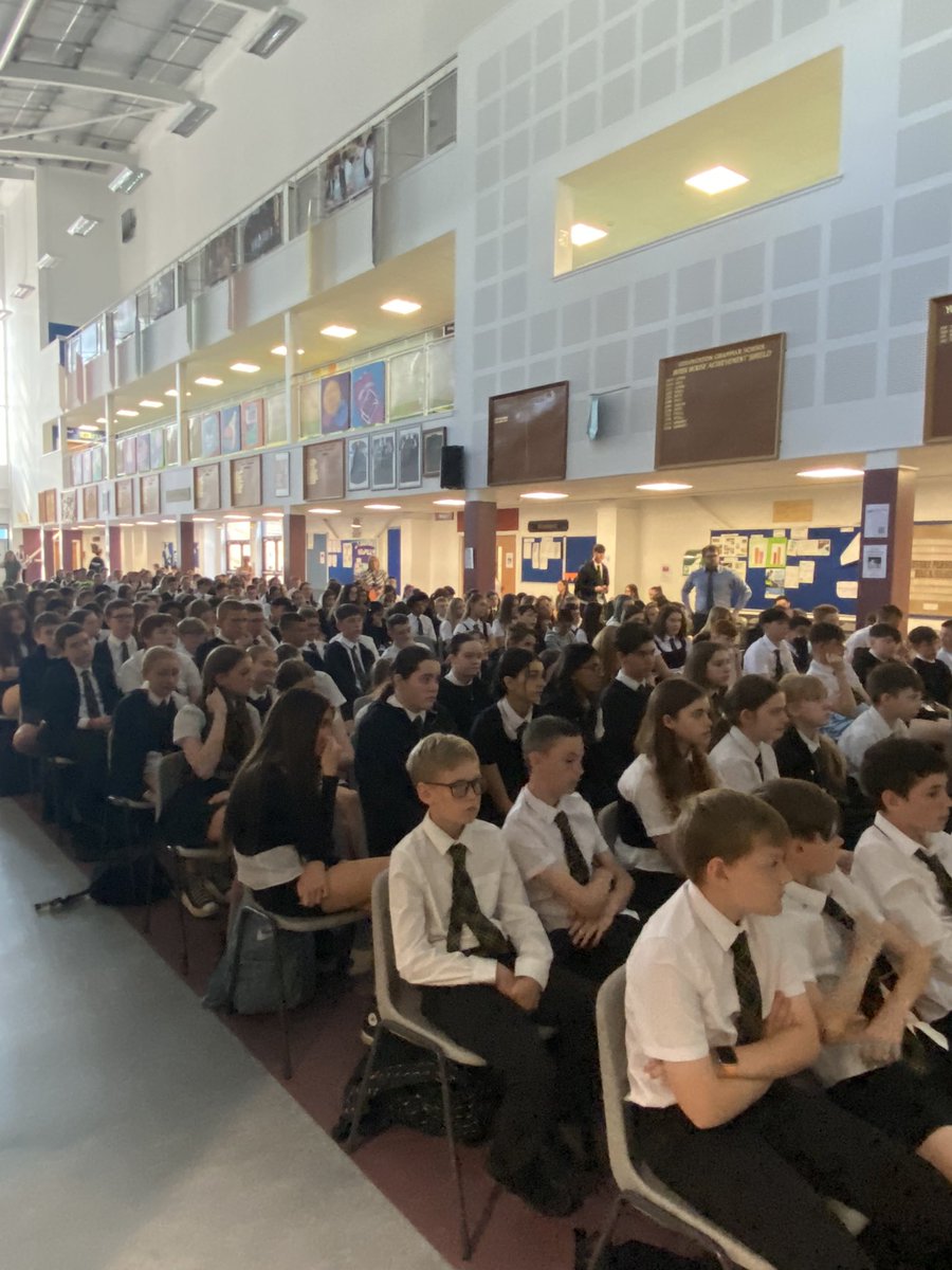 Fire safety officer, Jannah, and local community police officers deliver hugely important message to new S2 about the dangers and consequences of wilful fire raising - pupils were brilliant 👏🏼👏🏼👏🏼 <a href="/firesafety_lan/">Lanarkshire Community Safety</a> <a href="/psoslanarkshire/">Police Scotland Lanarkshire</a> <a href="/ugschool/">Uddingston Grammar School</a> <a href="/MctiernanMrs/">Mrs McTiernan</a>