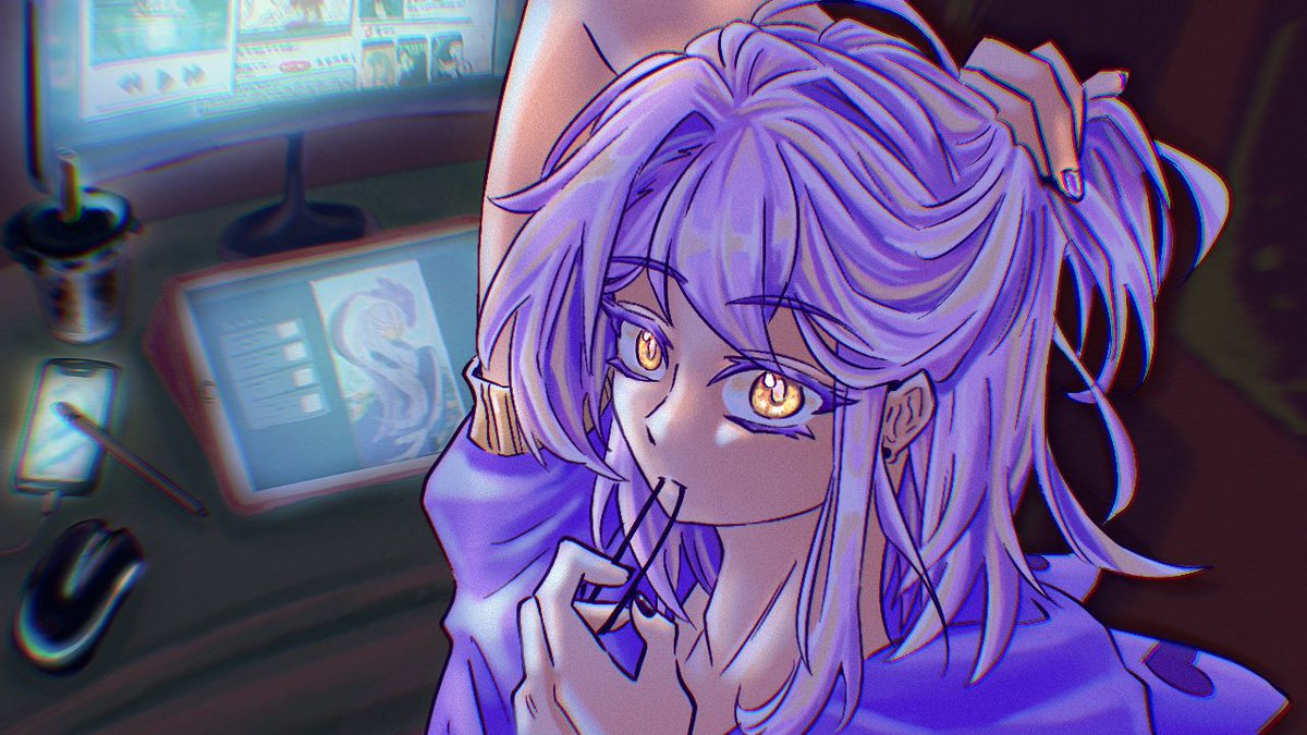 OTAKI_art's tweet image. Late nights🌃 - new illust for upcoming Sunday art stream thumbnail✨

Try to spot some Easter eggs in the illust!

Waiting room:
youtube.com/live/m7cXx7Ort…

#artmoot #vtuber