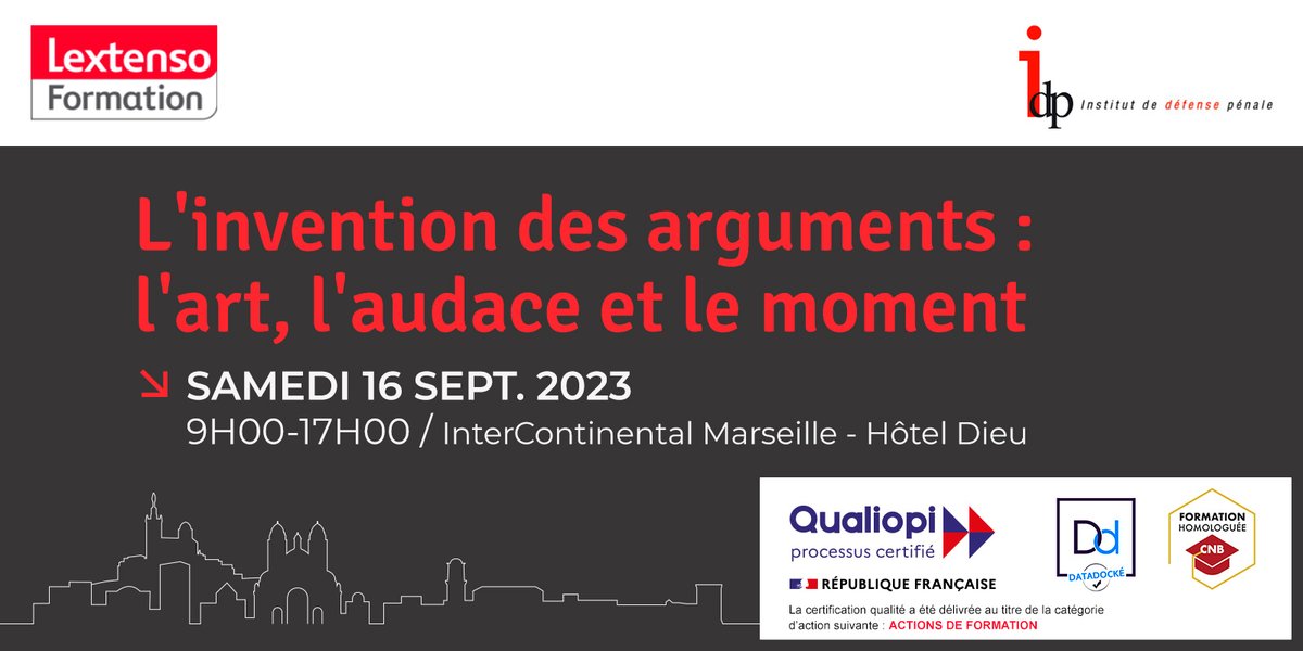 institut de défense pénale (@idp_marseille) on Twitter photo FORMATION 👨🎓 | L'invention des arguments ▶️ #Avocats, Philippe VOULAND, <a href="/frsaintpierre/">François SAINTPIERRE</a> et <a href="/MarieBurguburu/">Marie Burguburu Charvet</a> réunissent à Marseille une tribune d'experts : <a href="/SGoldmanAvocat/">Sabrina Goldman</a>, <a href="/LucieSimon94/">Lucie Simon</a>, Ilaria GASPARI, Didier BOUTHORS et Jacques MONFERRAN 👉 Inscription lext.so/Hm7YN1 FORMATION 👨🎓 | L'invention des arguments ▶️ #Avocats, Philippe VOULAND, <a href="/frsaintpierre/">François SAINTPIERRE</a> et <a href="/MarieBurguburu/">Marie Burguburu Charvet</a> réunissent à Marseille une tribune d'experts : <a href="/SGoldmanAvocat/">Sabrina Goldman</a>, <a href="/LucieSimon94/">Lucie Simon</a>, Ilaria GASPARI, Didier BOUTHORS et Jacques MONFERRAN 👉 Inscription lext.so/Hm7YN1