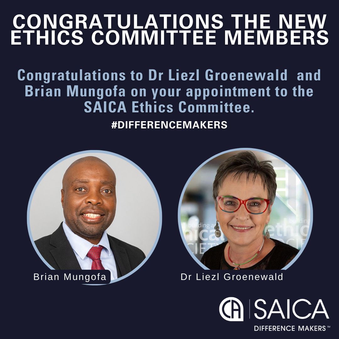 EthicsInst's tweet image. 🎉 🎉 Congratulations to Dr. Liezl Groenewald (Senior Manager: Organisational Ethics Development) on her appointment to the SAICA CA(SA) Ethics Committee.  #DifferenceMakers #SAICATechnical #EthicsCommittee #ethics