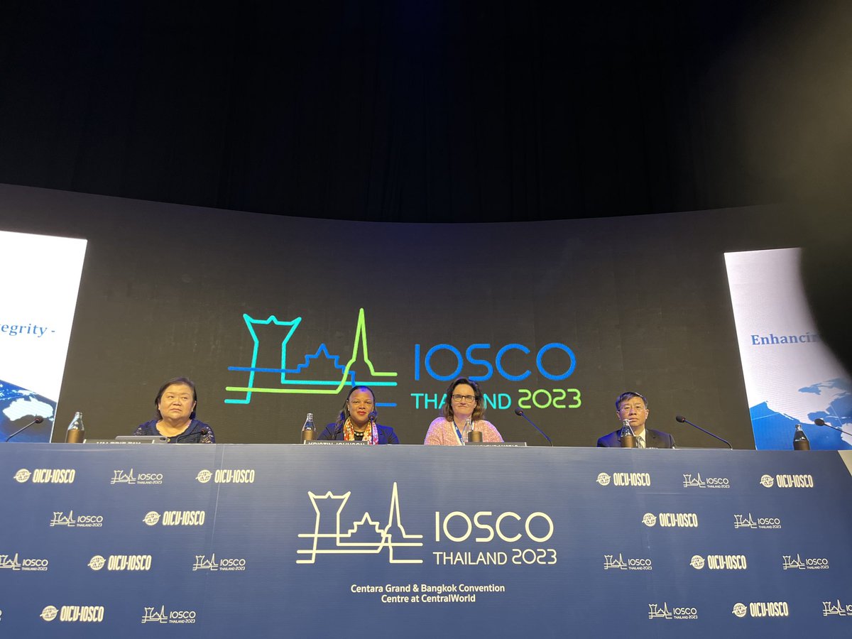 Great discussion @IOSCOPress Annual Workshop in Bangkok on AI, #SupTech in TradFi, #Fintech, and even #cryptomarket surveillance, w/ Marlene Amstad Chair @FINMA_media, Dongxing Jiang Chinese Sec Reg Comm, and Valerie Tay, Singapore Monetary Authority