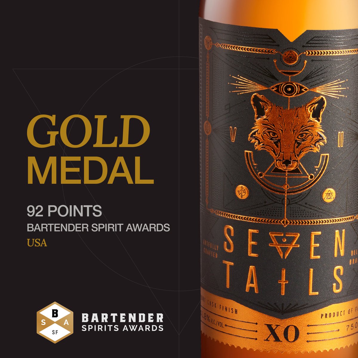 SevenTailsBrndy's tweet photo. Our XO Brandy proudly takes home the gold medal at the Bartender Brand Awards USA 2023. We're honored to be recognized by top bartenders and industry experts for our mixability, balance, and taste.🥇🦊

A toast to delivering the best spirits for the on-premise sector in the USA🥃 https://t.co/RywIaCDvoV
