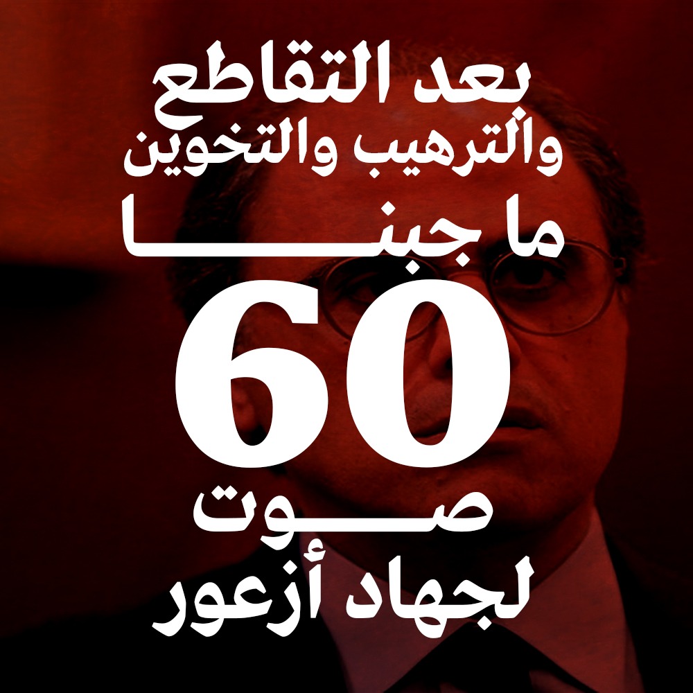 رغم التهديد والترهيب واستعراض العضلات وشد الأعصاب واللعب على الأوتار الكاذبة والقضايا الفاسدة
الفاسد #جهاد_أزعور ما جمع ٦٠ صوت
وما بعمرو بصير رئيس
#تقاطع_الهزيمة_المدويّة