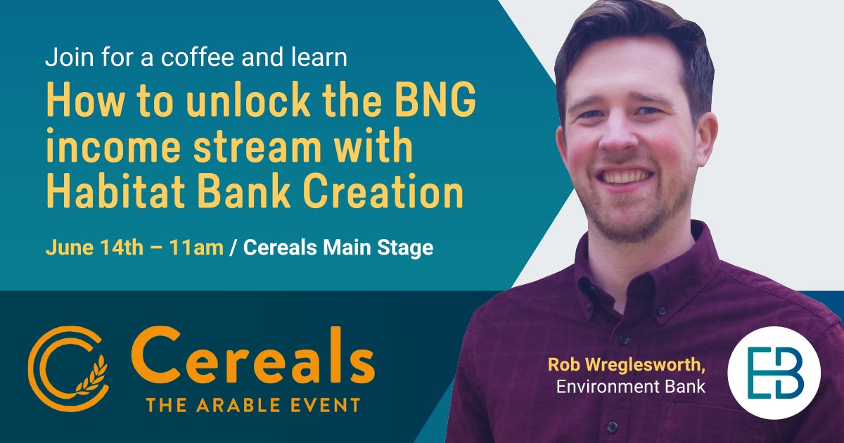 Join Rob Wreglesworth and Rupert Arnold, for coffee this morning at @CerealsEvent. Get your questions answered about how our Habitat Banks can work for your farm. - 11am Today - Cereals mainstage #farmingevent #cereals2023 #farmers #agriculture #seeitatcereals2023