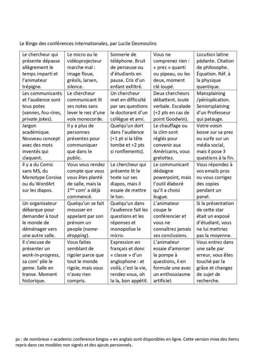 LuDesmoulins's tweet image. Mon bingo des conférences #academicbingo #conferencebingo pour le congrès de la #sfsic2023 @sfsic