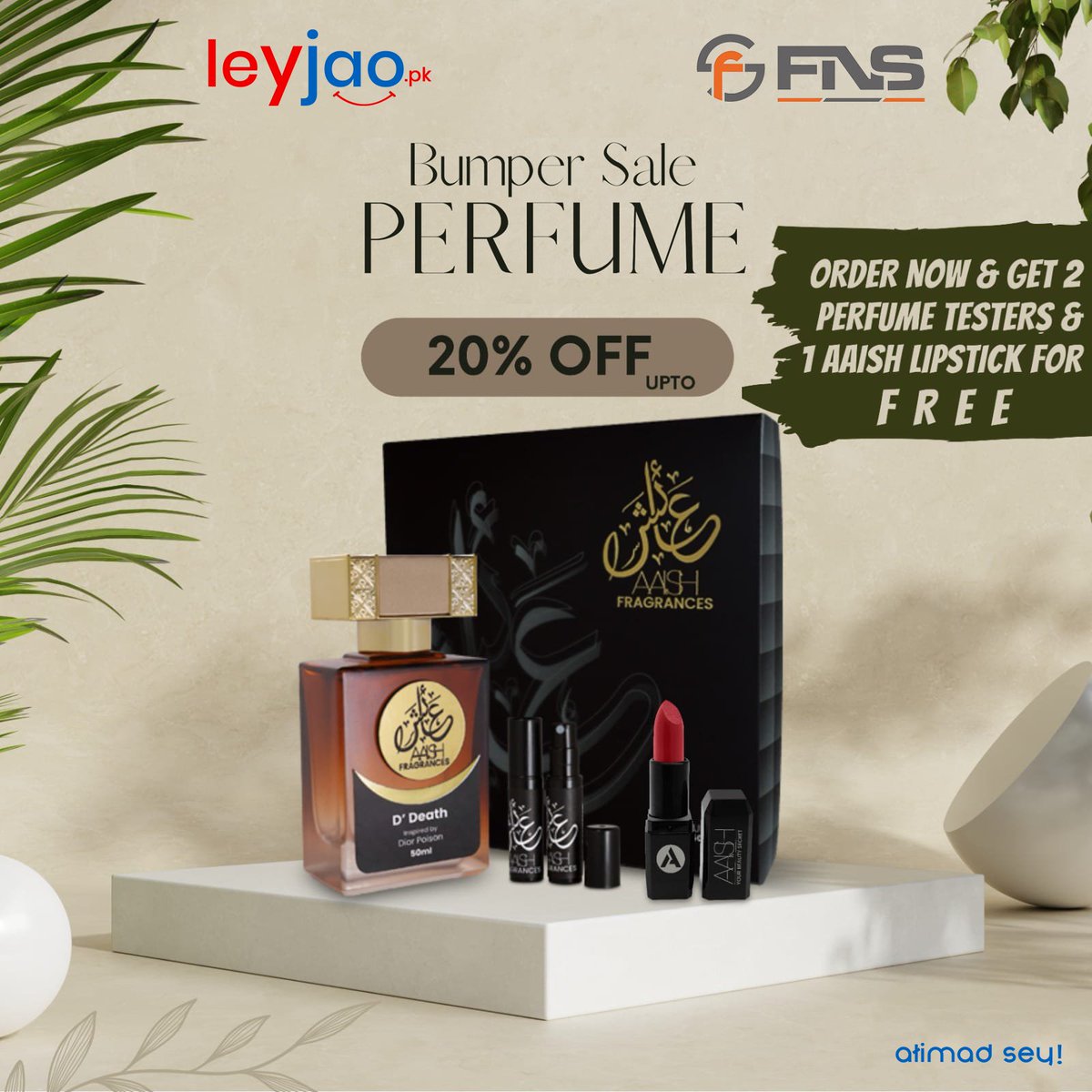 Order now AAISH Fragrances Perfume D’ Death today and get 2 Perfume Testers and 1 AAISH Lipstick for free. Avail this limited time offer and enjoy this bumper sale!

Visit 🛒: bit.ly/42D9vbU

#Leyjao #AtimadSey #AmazingDiscounts #discountoffer #shoponline #limitedstock