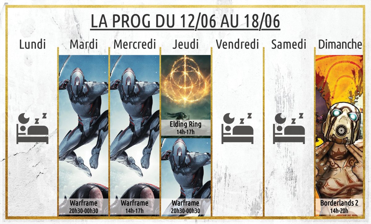 Je me rend compte que j'ai oublié de poster le prog ici ptdr
et ben la voilà (jpp de moi 😂)

On se retrouve vite sur #twitch : twitch.tv/likhann_

#warframe #streamfr #twitchfr #petitstreamer #gaming #borderlands #eldenring